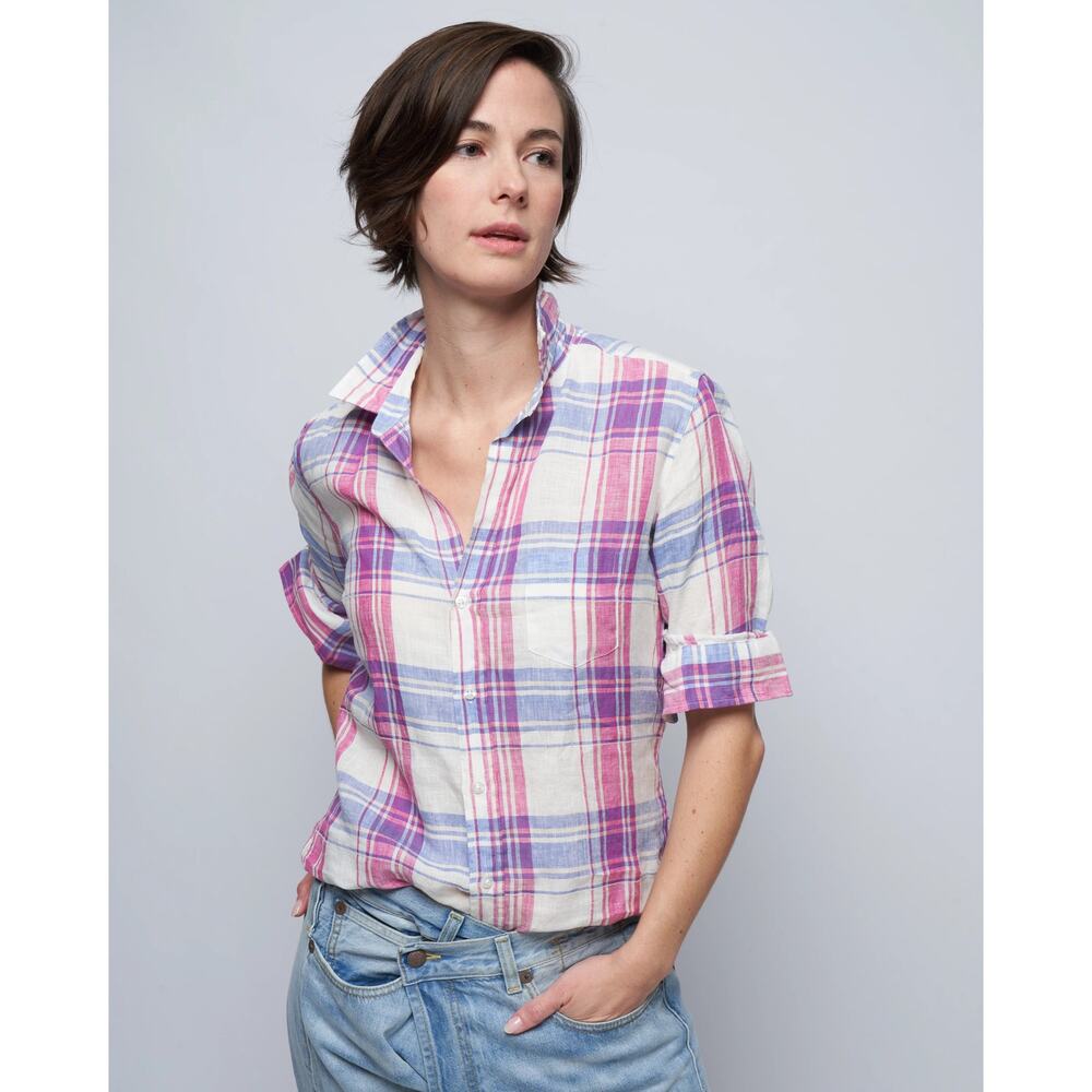 Frank & Eileen Barry Shirt Plaid Pink Blue White